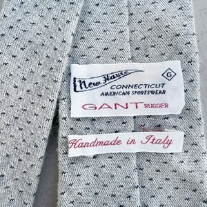 GANT Rugger Tie Cotton‎ Cashmere Handmade in Italy Gray Micro Dot